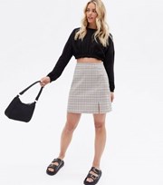 New Look Petite Light Grey Check Mini Skirt